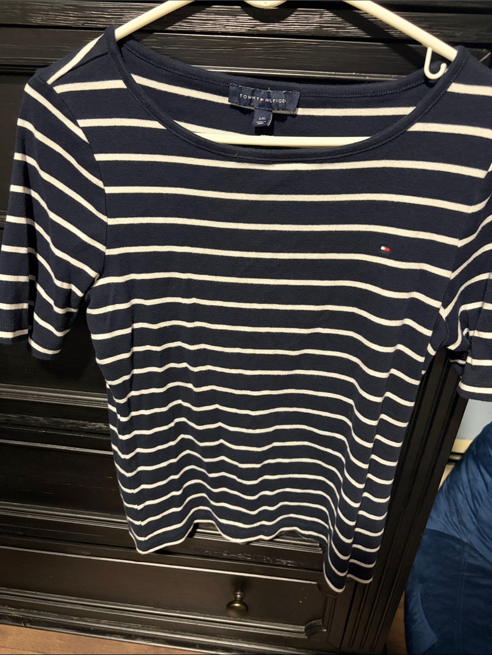 Tommy Hilfiger Navy & White Striped Crewneck Tee